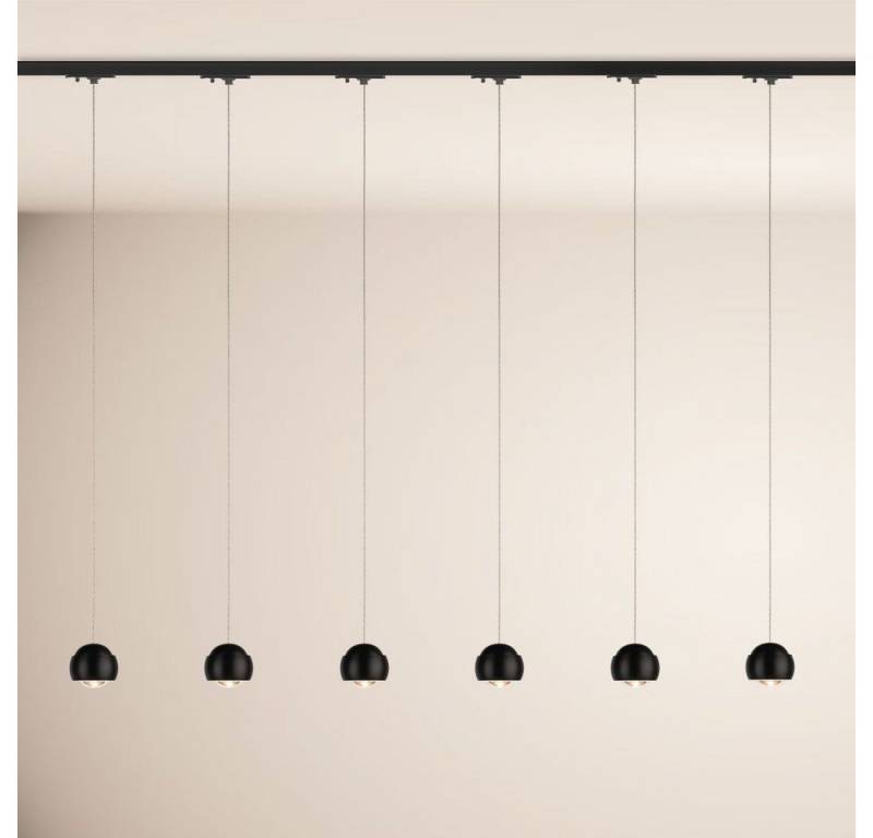 s.luce Pendelleuchte Beam LED 1-Phase-Schiene 200cm Esszimmerlampe Endeinspeiser Schwarz, Warmweiß von s.luce