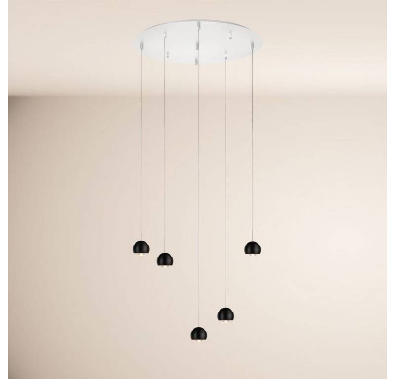 s.luce Pendelleuchte Beam LED 3- oder 5-flammig Modular Baldachin Schwarz, Warmweiß von s.luce