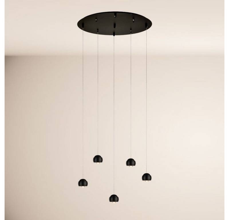 s.luce Pendelleuchte Beam LED 3- oder 5-flammig Modular Baldachin Schwarz, Warmweiß von s.luce