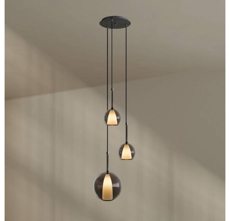 s.luce Pendelleuchte Belluna Galerieleuchte 3-flammig Ø 40cm Baldachin Rauch s.luce Pendelleuchte Belluna Galerieleuchte 3-flammig Ø 40cm Baldachin Rauch von s.luce
