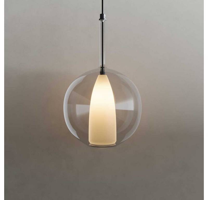 s.luce Pendelleuchte Belluna Glas Galerielampe 500cm Textilkabel Klar von s.luce