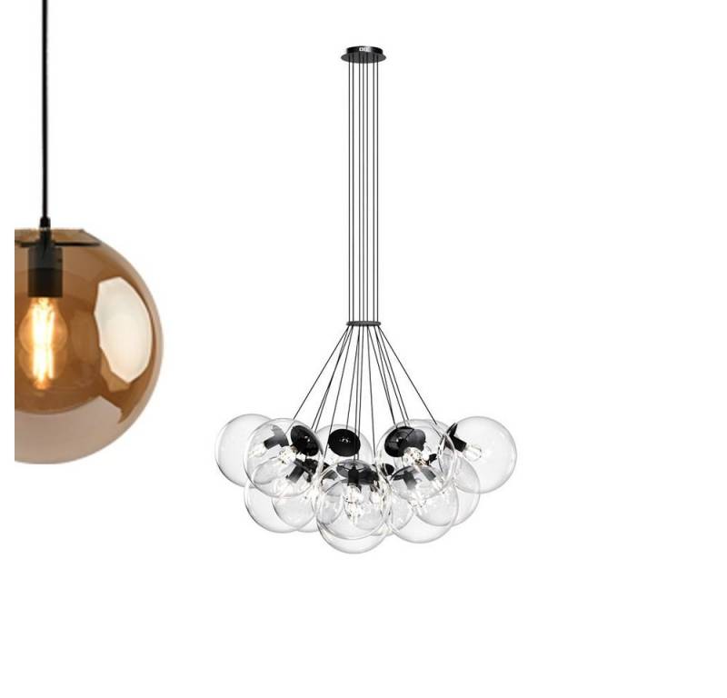 s.luce Pendelleuchte Cluster Glaskugel Galerieleuchte 13-flammig Amber von s.luce