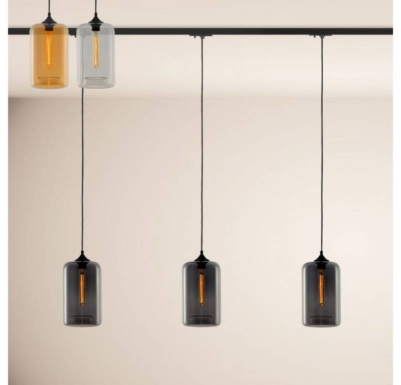 s.luce Pendelleuchte Cruet Esstisch-Hängeleuchte 1-Phasen-Schiene 200cm EE Up Amber von s.luce