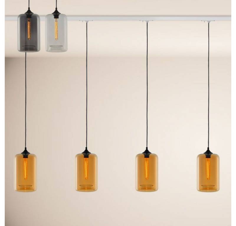 s.luce Pendelleuchte Cruet Esstisch-Hängeleuchte 1-Phasen-Schiene 200cm EE Up Rauch von s.luce