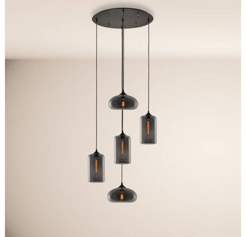 s.luce Pendelleuchte Cruet Mehrfach-Pendelleuchte Glas 3 oder 5-flammig Rauch von s.luce