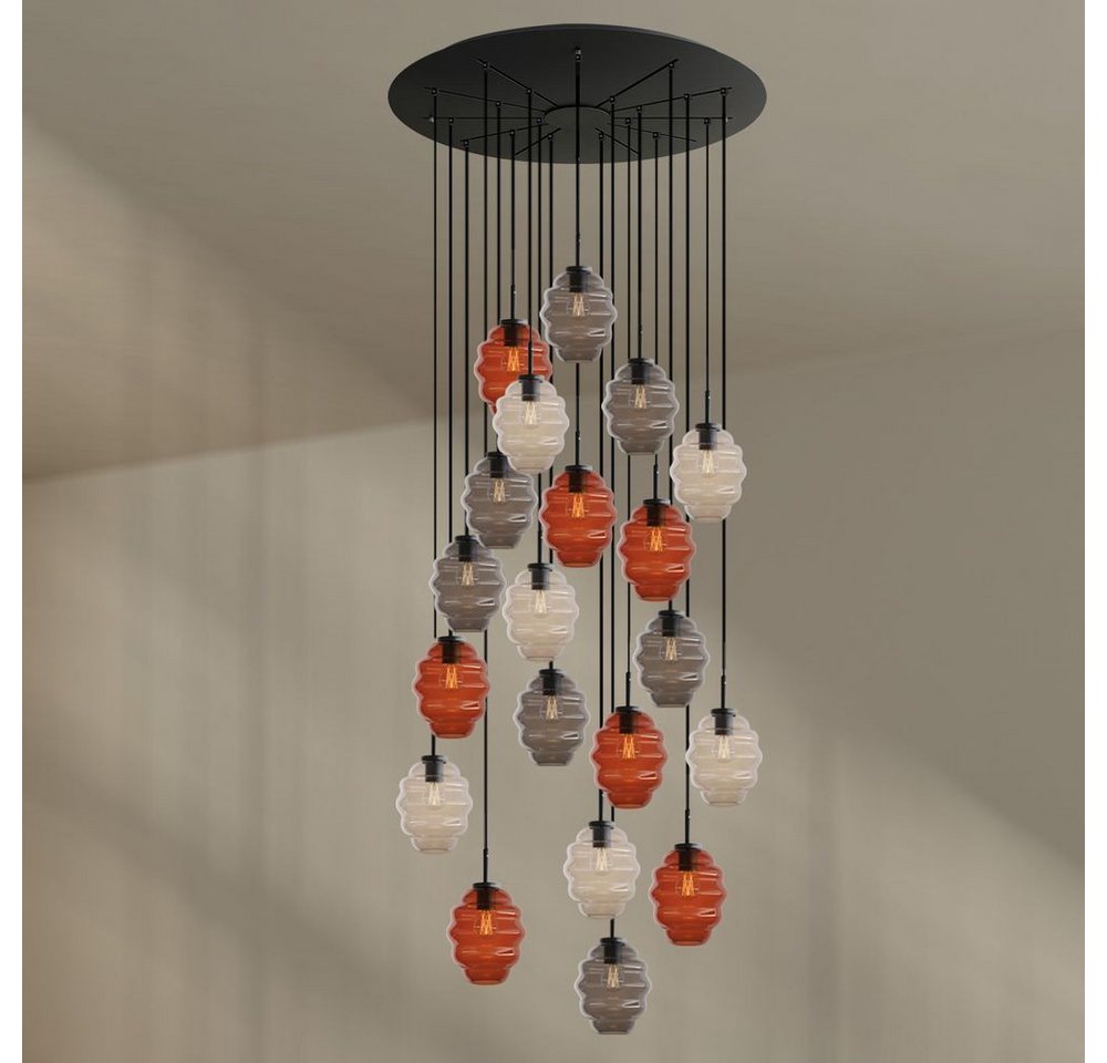 s.luce Pendelleuchte Echos Galerieleuchte 20-flg Ø120cm Baldachin Ø 18cm Braun,Klar,Rauch s.luce Pendelleuchte Echos Galerieleuchte 20-flg Ø120cm Baldachin Ø 18cm Braun,Klar,Rauch von s.luce