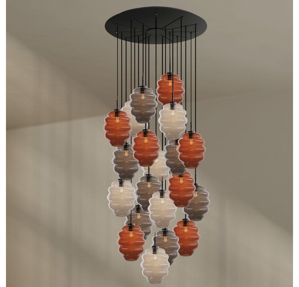s.luce Pendelleuchte Echos Galerieleuchte 20-flg Ø120cm Baldachin Ø 25cm Braun,Klar,Rauch s.luce Pendelleuchte Echos Galerieleuchte 20-flg Ø120cm Baldachin Ø 25cm Braun,Klar,Rauch von s.luce