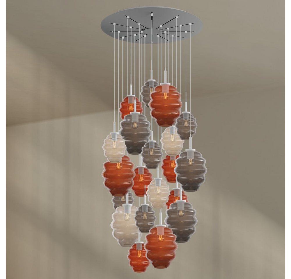 s.luce Pendelleuchte Echos Galerieleuchte 20-flg Ø120cm Baldachin Ø18/25 Braun,Klar,Rauch s.luce Pendelleuchte Echos Galerieleuchte 20-flg Ø120cm Baldachin Ø18/25 Braun,Klar,Rauch von s.luce