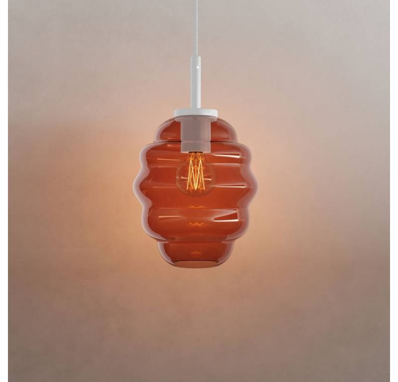 s.luce Pendelleuchte Echos Glas-Hängelampe Aufhängung 150cm Weiß Braun von s.luce
