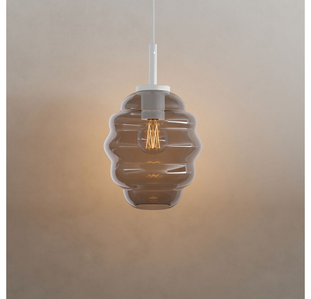 s.luce Pendelleuchte Echos Glas-Hängelampe Aufhängung 150cm Weiß Rauch von s.luce