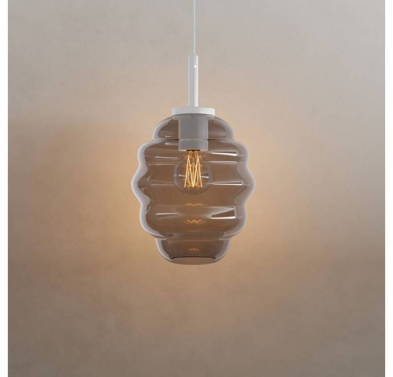 s.luce Pendelleuchte Echos Glas-Hängelampe Aufhängung 150cm Weiß Rauch von s.luce