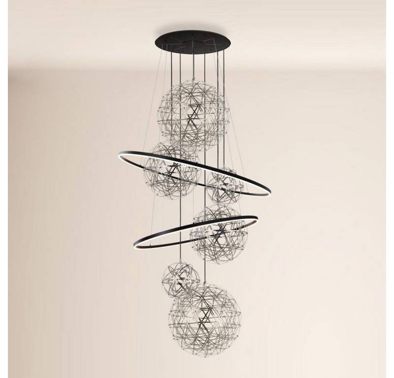 s.luce Pendelleuchte Fusion LED Galerieleuchte XXL Schwarz, Chrom, Warmweiß von s.luce