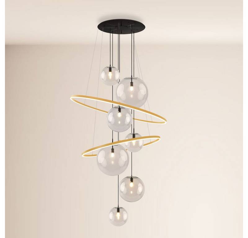 s.luce Pendelleuchte Galaxy LED Galerieleuchte XXL Gold, Klar, Warmweiß von s.luce