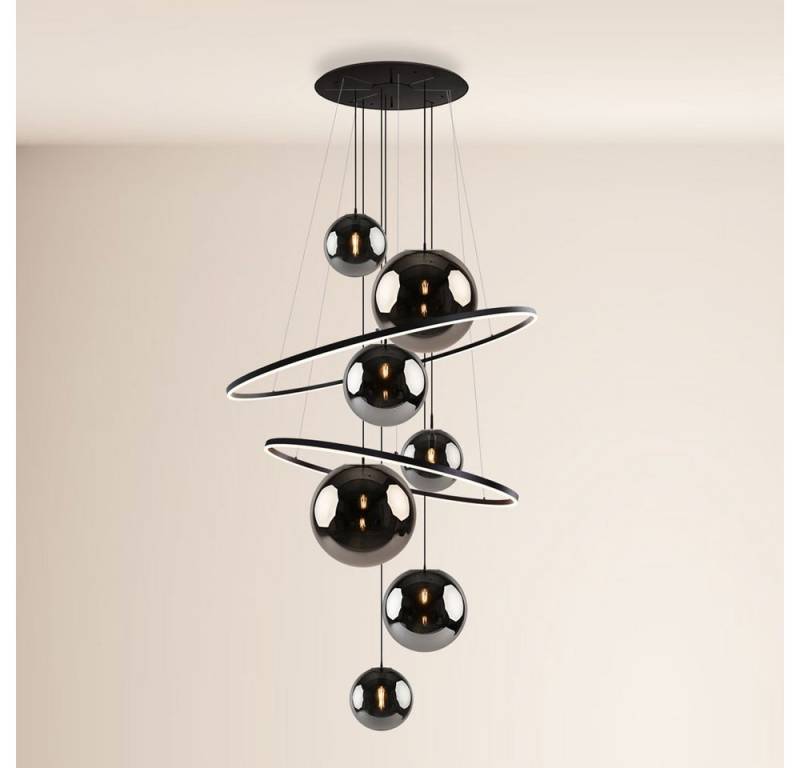 s.luce Pendelleuchte Galaxy LED Galerieleuchte XXL Schwarz, Rauch, Warmweiß von s.luce
