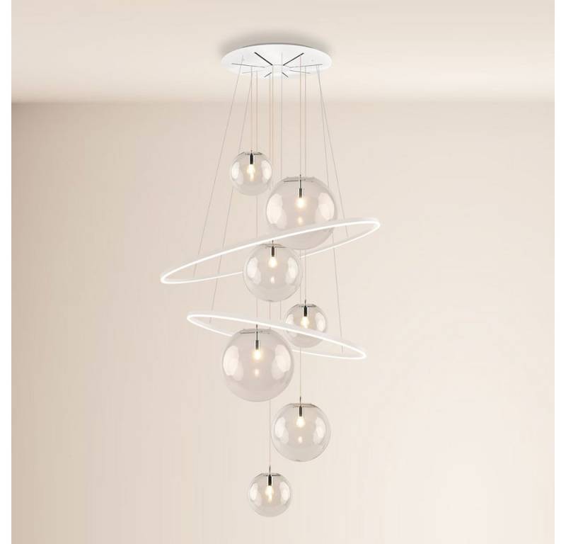 s.luce Pendelleuchte Galaxy LED Galerieleuchte XXL Weiß, Klar, Warmweiß von s.luce