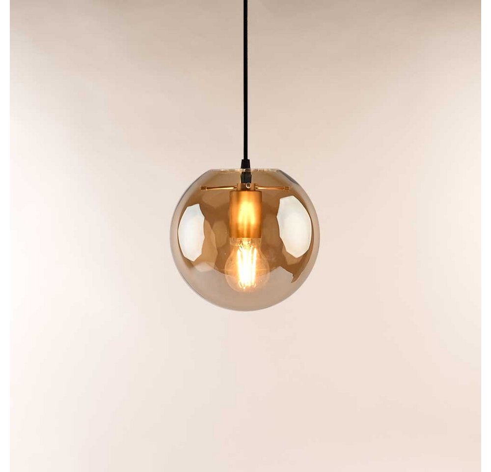 s.luce Pendelleuchte Galerieleuchte Orb Glaskugel 5m Abhängung Gold/Amber von s.luce