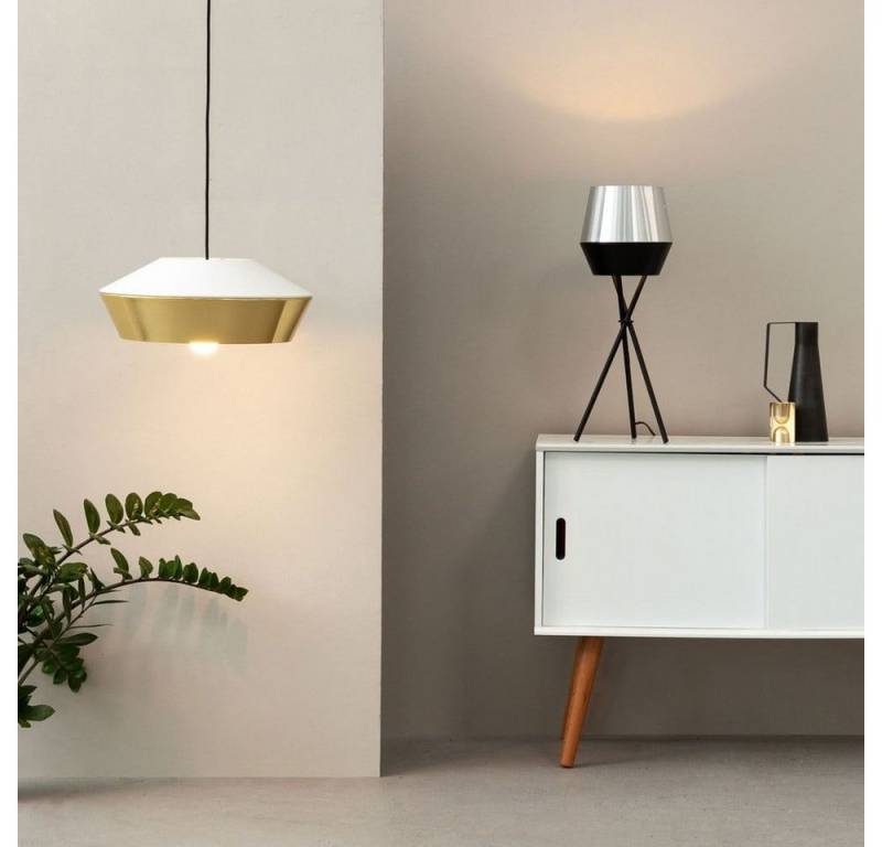 s.luce Pendelleuchte Individuelle Pendellampe SkaDa Metallschirm Gold/Weiß, Warmweiß von s.luce