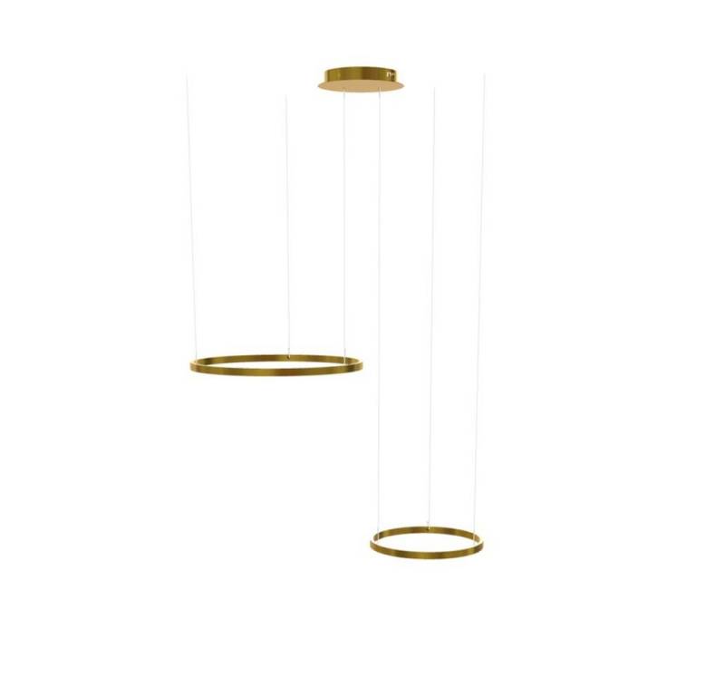 s.luce Pendelleuchte LED 2er-Ring Hängelampen Kombination Exzentrisch Gold, Warmweiß von s.luce