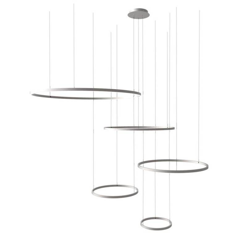 s.luce Pendelleuchte LED 5er-Ring Hängeleuchten Kombination Exzentrisch Aluminium, Warmweiß von s.luce