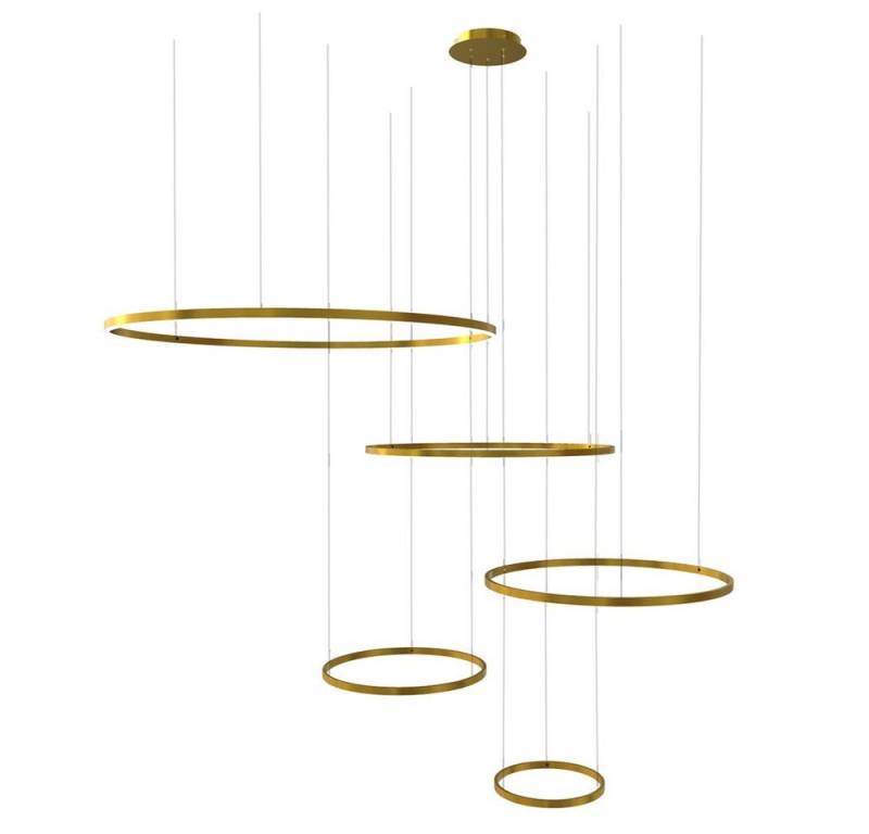 s.luce Pendelleuchte LED 5er-Ring Hängeleuchten Kombination Exzentrisch Gold, Warmweiß von s.luce