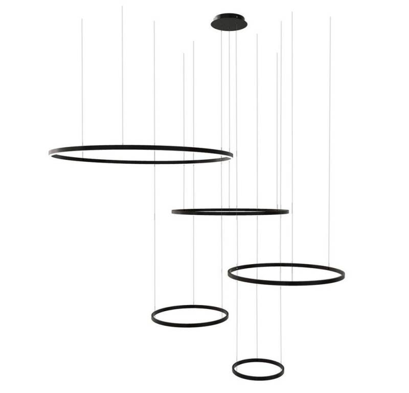s.luce Pendelleuchte LED 5er-Ring Hängeleuchten Kombination Exzentrisch Schwarz, Warmweiß von s.luce