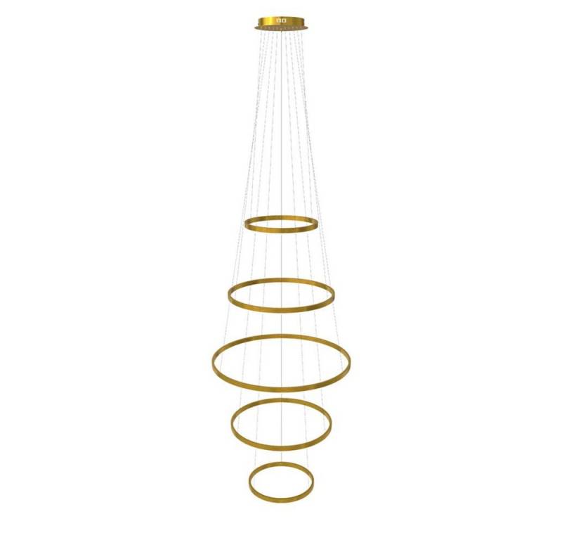 s.luce Pendelleuchte LED 5er-Ring Pendelleuchten Kombination Zentrisch Gold, Warmweiß von s.luce