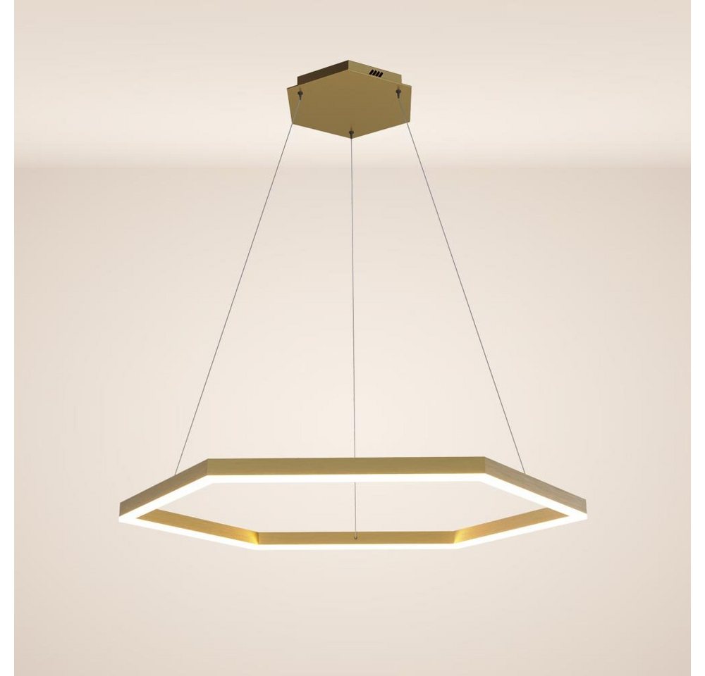 s.luce Pendelleuchte LED Hängelampe Hexa Ø 80cm direkt oder indirekt Gold, Warmweiß von s.luce