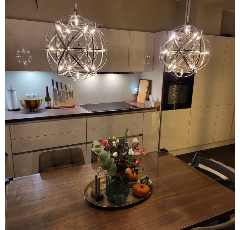 s.luce Pendelleuchte LED Hängeleuchte Atom Dimmbar Chrom, Warmweiß von s.luce
