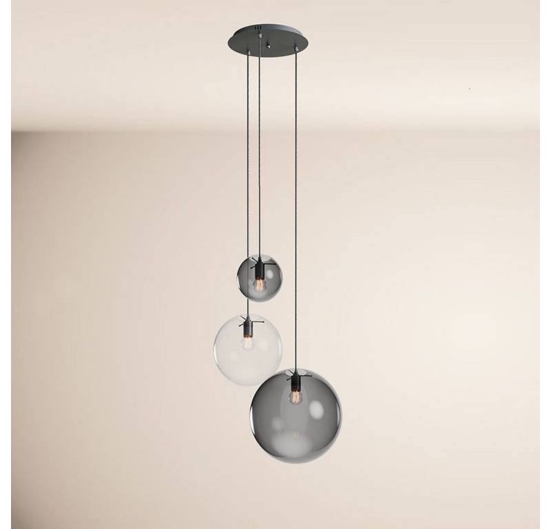 s.luce Pendelleuchte Orb 3-flammige Galerieleuchte Modular Rauch, Klar von s.luce