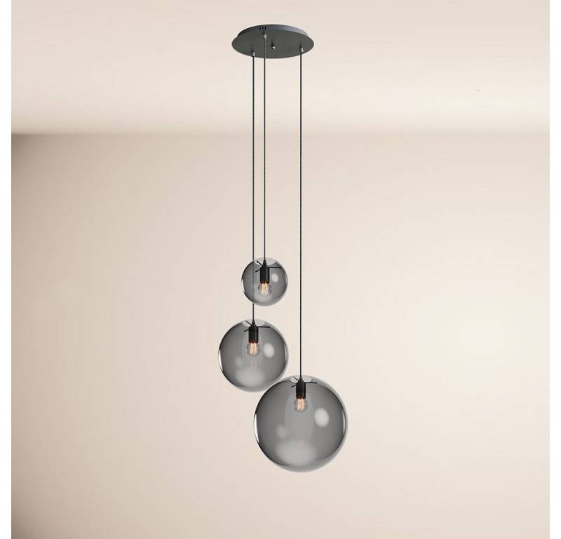 s.luce Pendelleuchte Orb 3-flammige Galerieleuchte Modular Rauch, Schwarz von s.luce