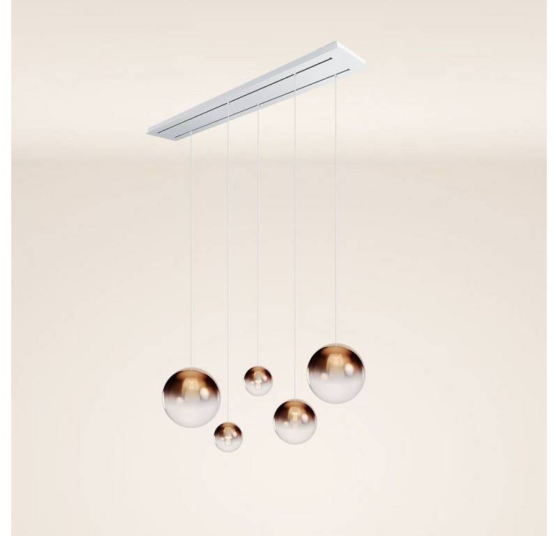 s.luce Pendelleuchte Orb 5-flammige Esstischlampe 2-reihig 160cm Kupfer Verlauf von s.luce