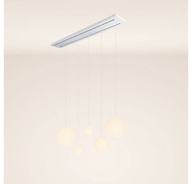 s.luce Pendelleuchte Orb 5-flammige Esstischlampe 2-reihig 160cm Weiß von s.luce