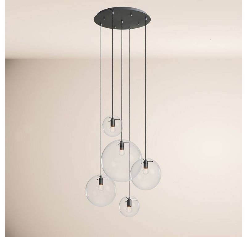 s.luce Pendelleuchte Orb 5-flammige Galerielampe Modular Klar, Schwarz von s.luce