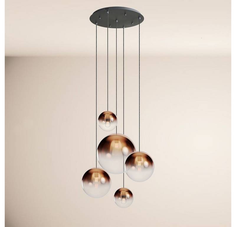 s.luce Pendelleuchte Orb 5-flammige Galerielampe Modular Kupfer Verlauf, Schwarz von s.luce