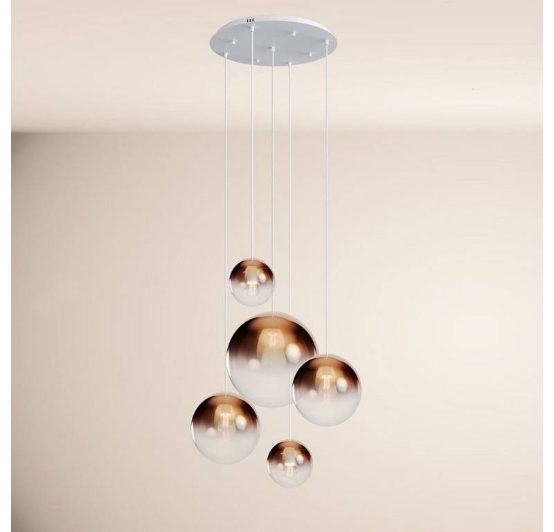 s.luce Pendelleuchte Orb 5-flammige Galerielampe Modular Kupfer Verlauf, Weiß von s.luce
