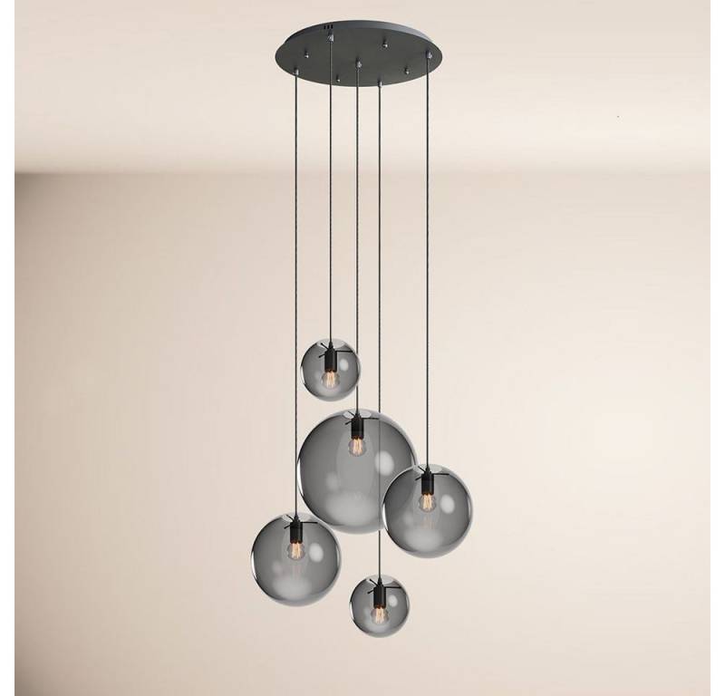 s.luce Pendelleuchte Orb 5-flammige Galerielampe Modular Rauch, Schwarz von s.luce