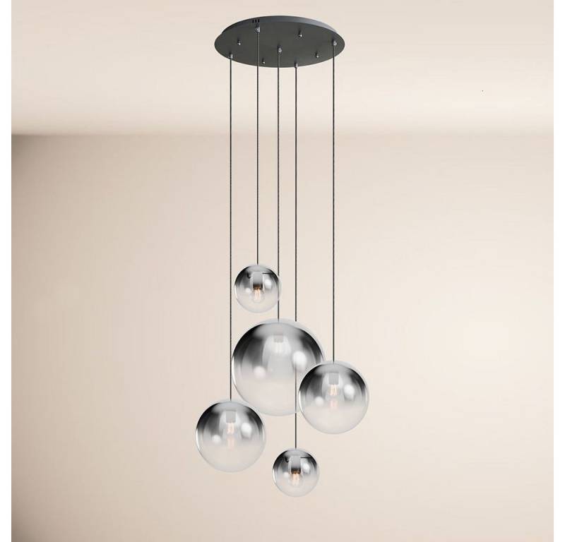 s.luce Pendelleuchte Orb 5-flammige Galerielampe Modular Rauch Verlauf, Schwarz von s.luce