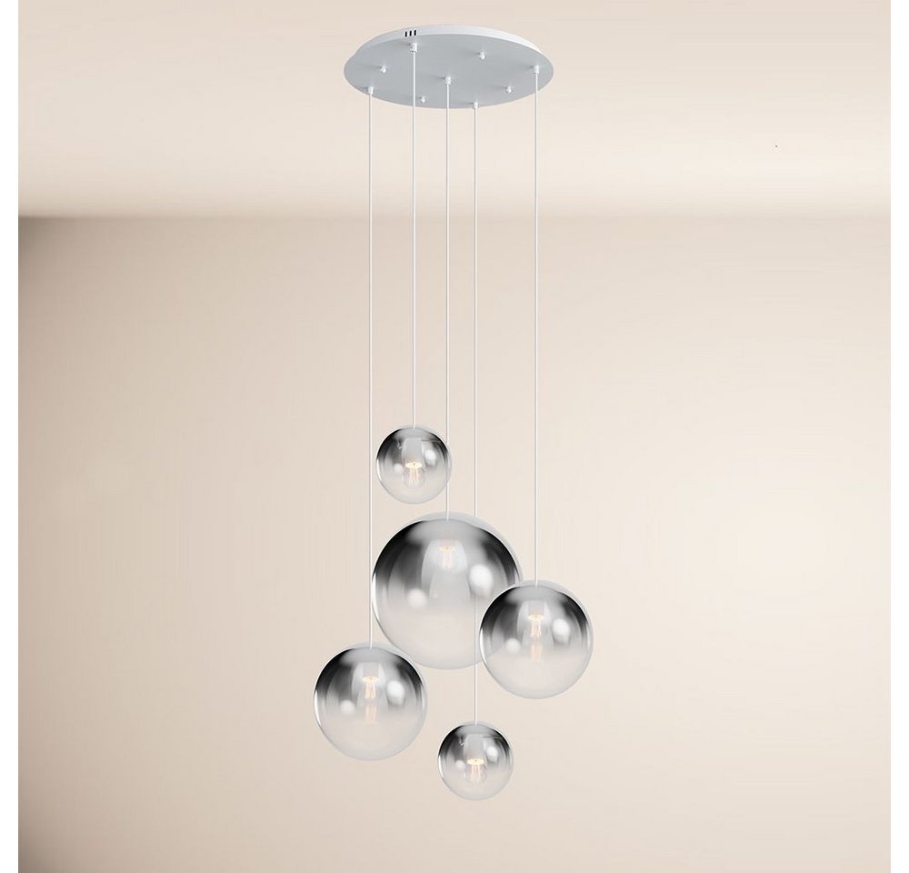s.luce Pendelleuchte Orb 5-flammige Galerielampe Modular Rauch Verlauf, Weiß s.luce Pendelleuchte Orb 5-flammige Galerielampe Modular Rauch Verlauf, Weiß von s.luce
