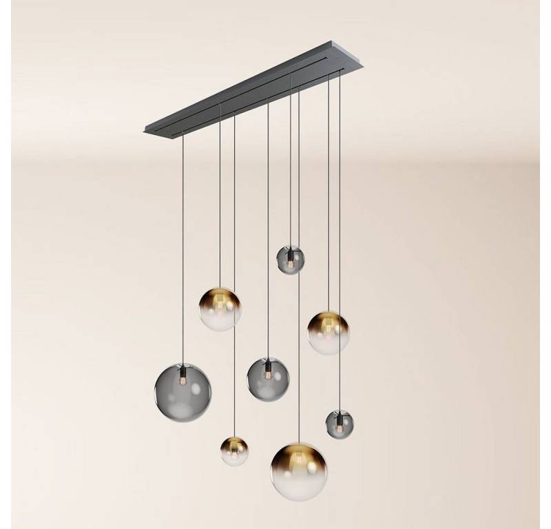 s.luce Pendelleuchte Orb Esstischleuchte 8-flammig 160cm 2-reihig Gold Verlauf, Rauch von s.luce