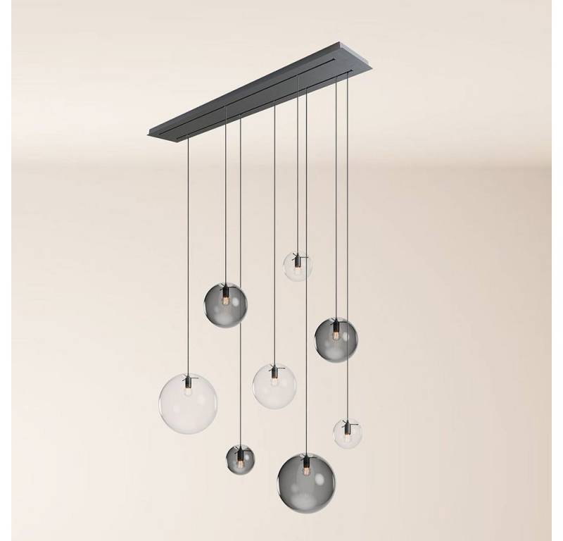 s.luce Pendelleuchte Orb Esstischleuchte 8-flammig 160cm 2-reihig Rauch, Klar von s.luce