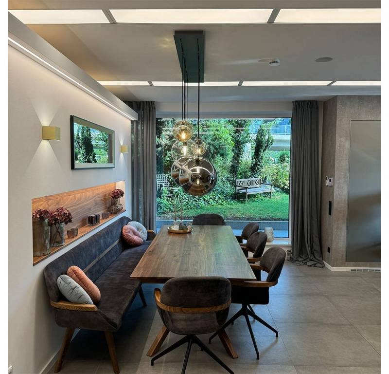 s.luce Pendelleuchte Orb Esszimmerlampe 12-flammig 160cm 2-reihig Rauch Verlauf von s.luce