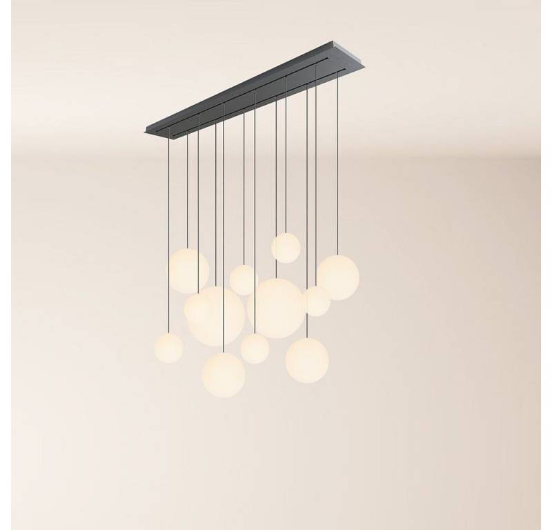 s.luce Pendelleuchte Orb Esszimmerlampe 12-flammig 160cm 2-reihig Weiß von s.luce