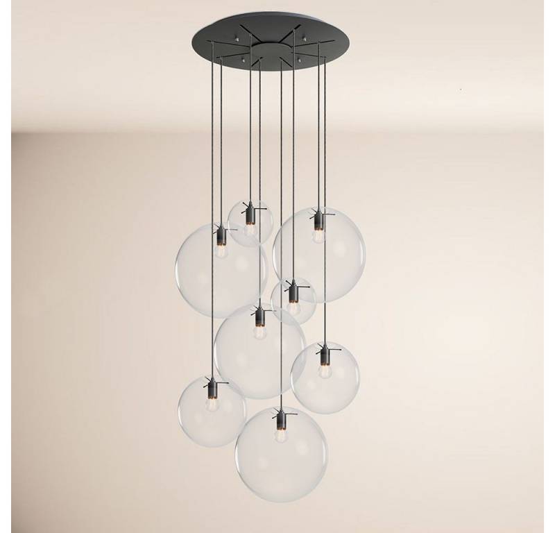 s.luce Pendelleuchte Orb Galerielampe 8-flammig Modular Klar/Schwarz von s.luce