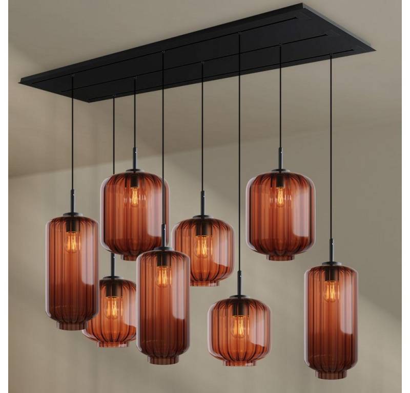 s.luce Pendelleuchte Velo Esstischlampe 8-flg 200cm 3-reihig Ø18/20/25cm Braun, Schwarz von s.luce