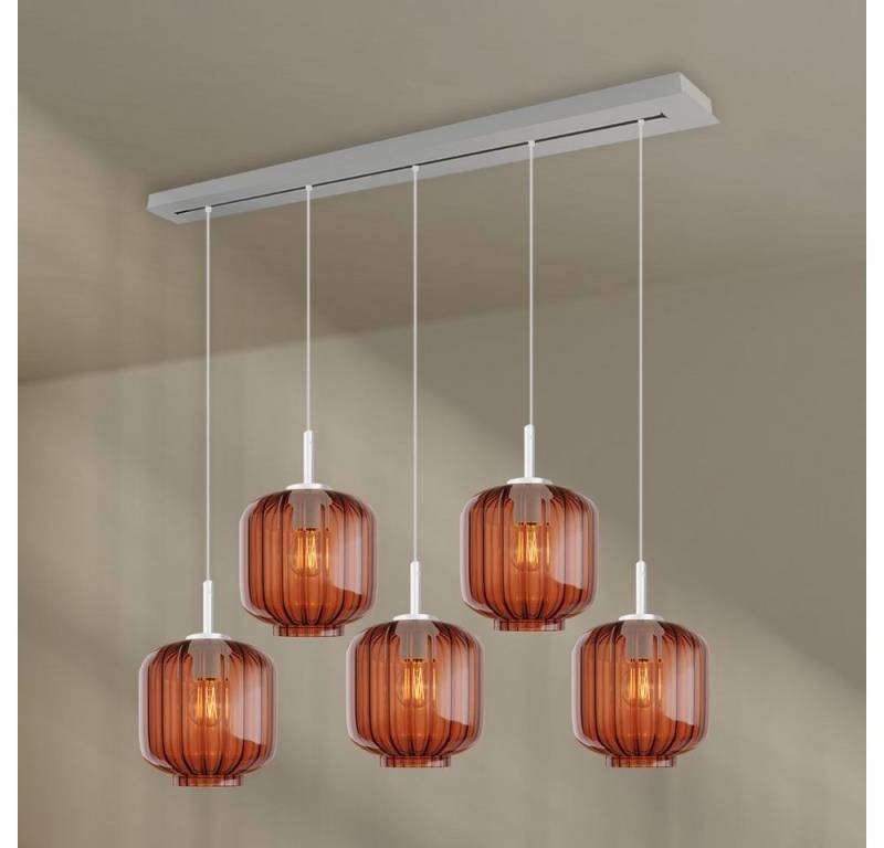 s.luce Pendelleuchte Velo Esstischleuchte 5-flg 160cm Baldachin Ø 20cm Braun, Weiß von s.luce