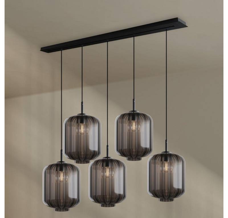 s.luce Pendelleuchte Velo Esstischleuchte 5-flg Baldachin 160cm Ø 25cm Rauch, Schwarz von s.luce