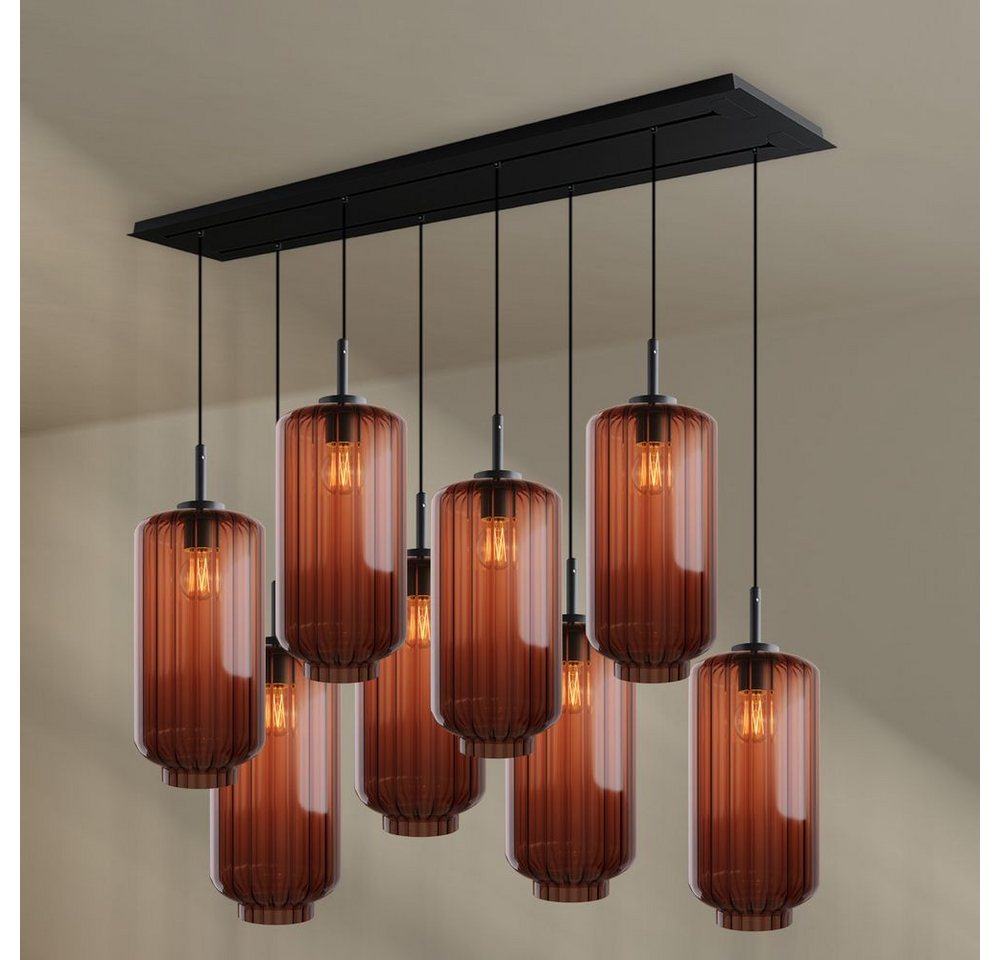 s.luce Pendelleuchte Velo Esstischleuchte 8-flg 160cm 2-reihig Ø 18cm Braun, Schwarz von s.luce