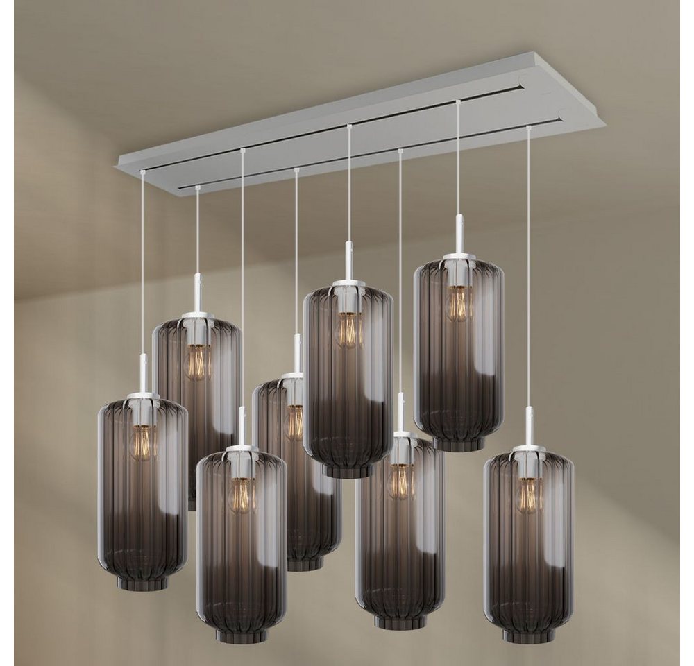 s.luce Pendelleuchte Velo Esstischleuchte 8-flg 160cm 2-reihig Ø 18cm Rauch, Weiß von s.luce