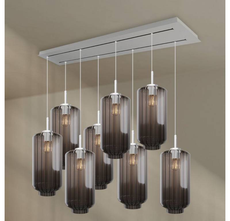 s.luce Pendelleuchte Velo Esstischleuchte 8-flg 160cm 2-reihig Ø 18cm Rauch, Weiß s.luce Pendelleuchte Velo Esstischleuchte 8-flg 160cm 2-reihig Ø 18cm Rauch, Weiß von s.luce