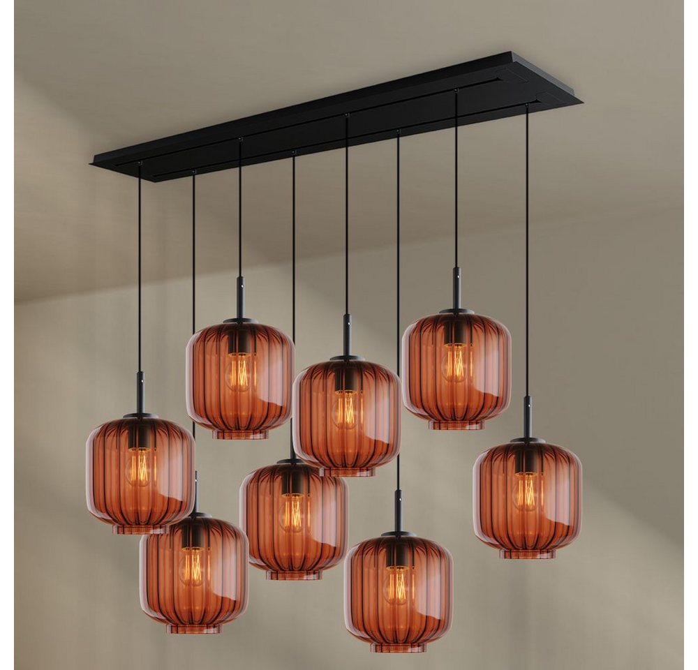 s.luce Pendelleuchte Velo Esstischleuchte 8-flg 160cm 2-reihig Ø 20cm Braun, Schwarz von s.luce